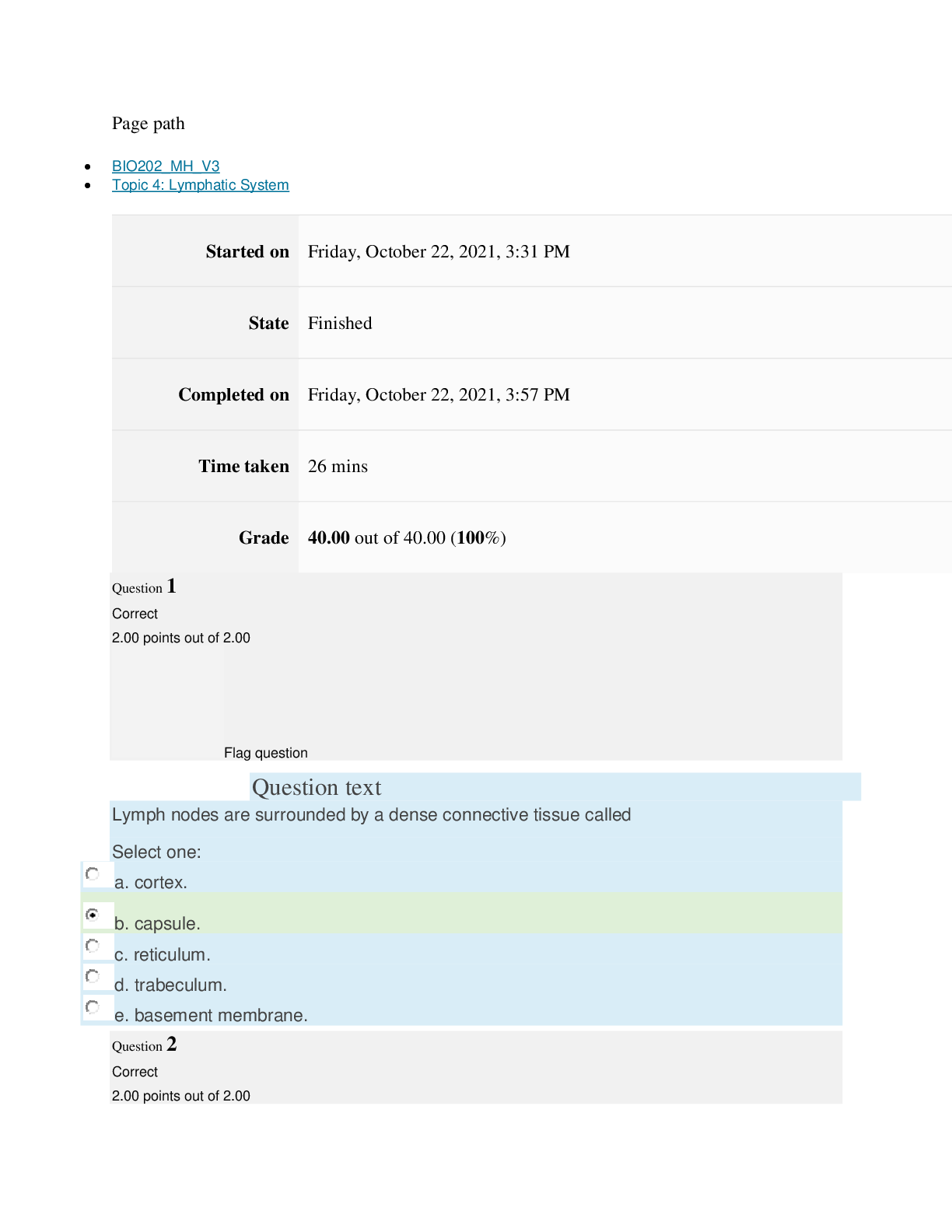 Preview image for BIO202_MH_V3  Topic 4: Lymphatic System ALL ANSWERS VERIFIED 100% CORRECT